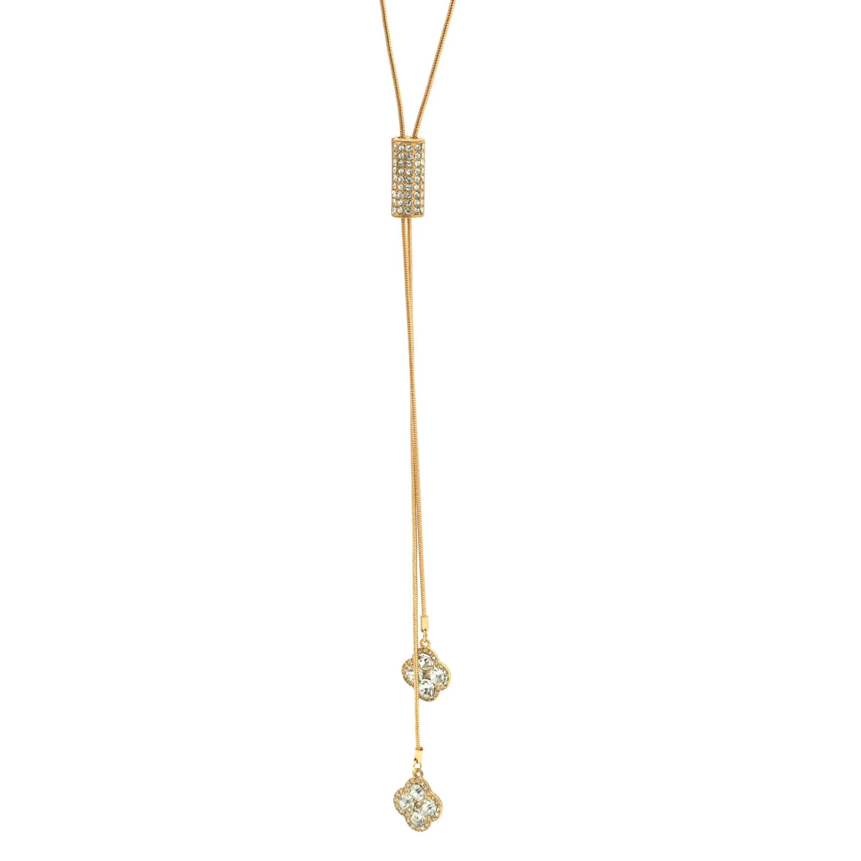 GOLD CRYSTAL LONG TASSEL NECKLACE#SQ321-190707G (LC11)