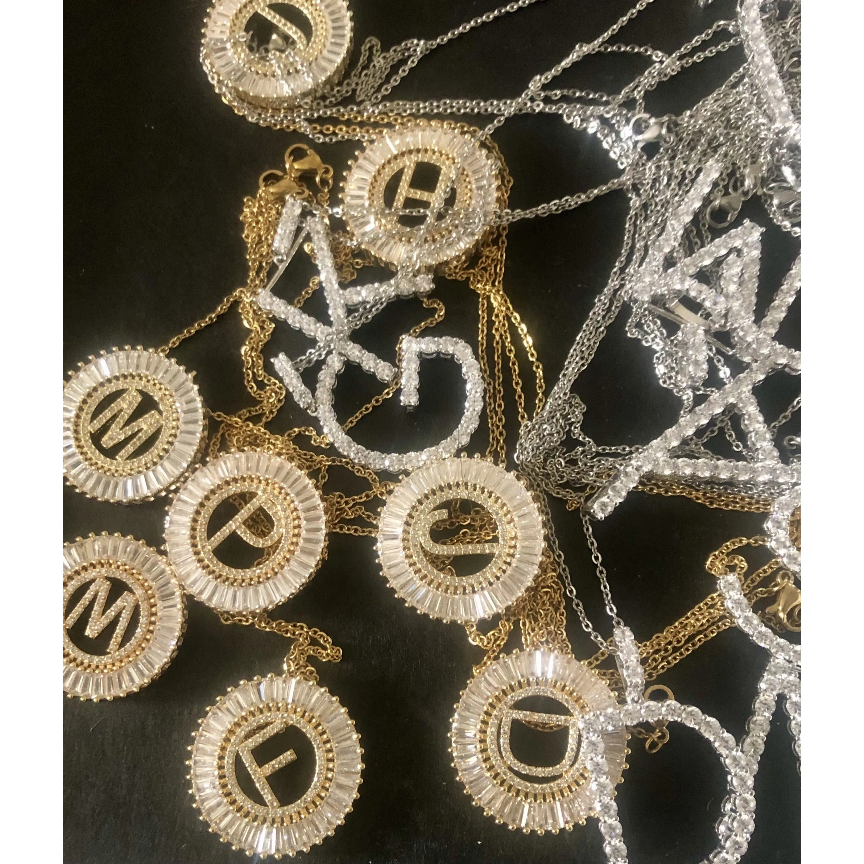 Gold Crystal Luxe Initial Necklace