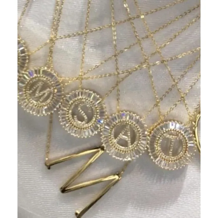 Gold Crystal Luxe Initial Necklace