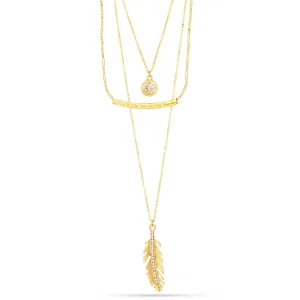 GOLD CRYSTAL SET OF 3  NECKLACES #SQ4083G (KF2)