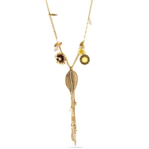 GOLD FLOWER AND LEAF CHARM NECKLACES #194NT1301 (4E2)