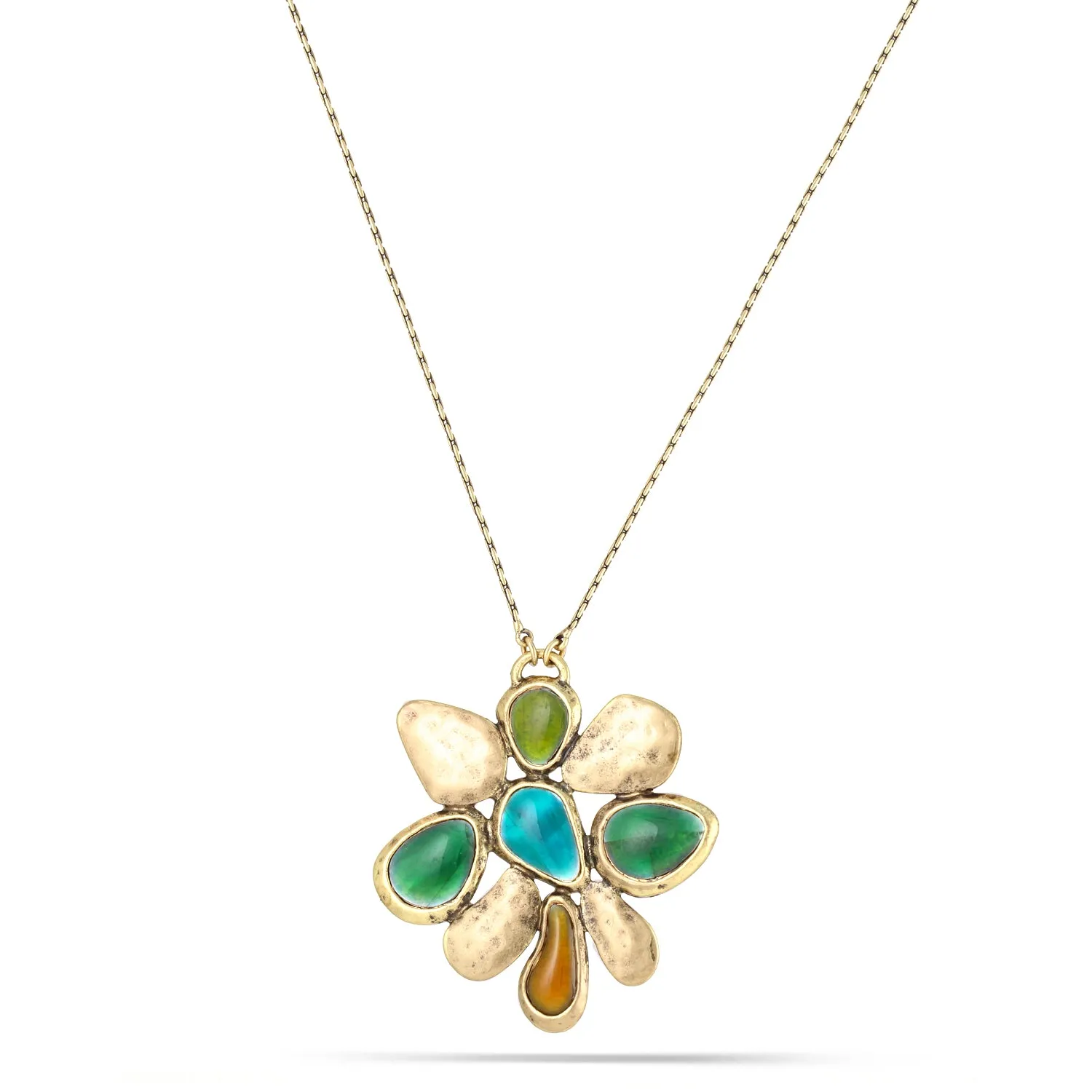 GOLD GREEN PENDANT NECKLACES #222GN1101 (1F5)
