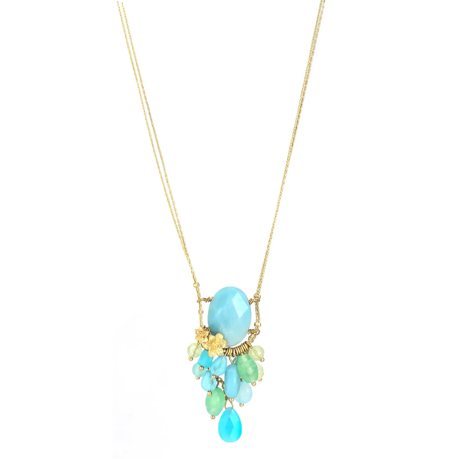 GOLD GREEN STONE NECKLACES #205GN1101 (1B22)