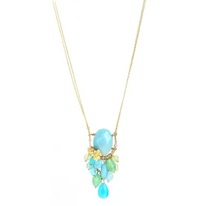 GOLD GREEN STONE NECKLACES #205GN1101 (1B22)