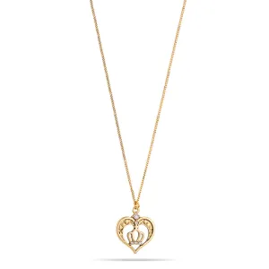 GOLD HEART CRYSTAL 1"INCH PENDANT NECKLACES #SQ1198-51 (MB1)