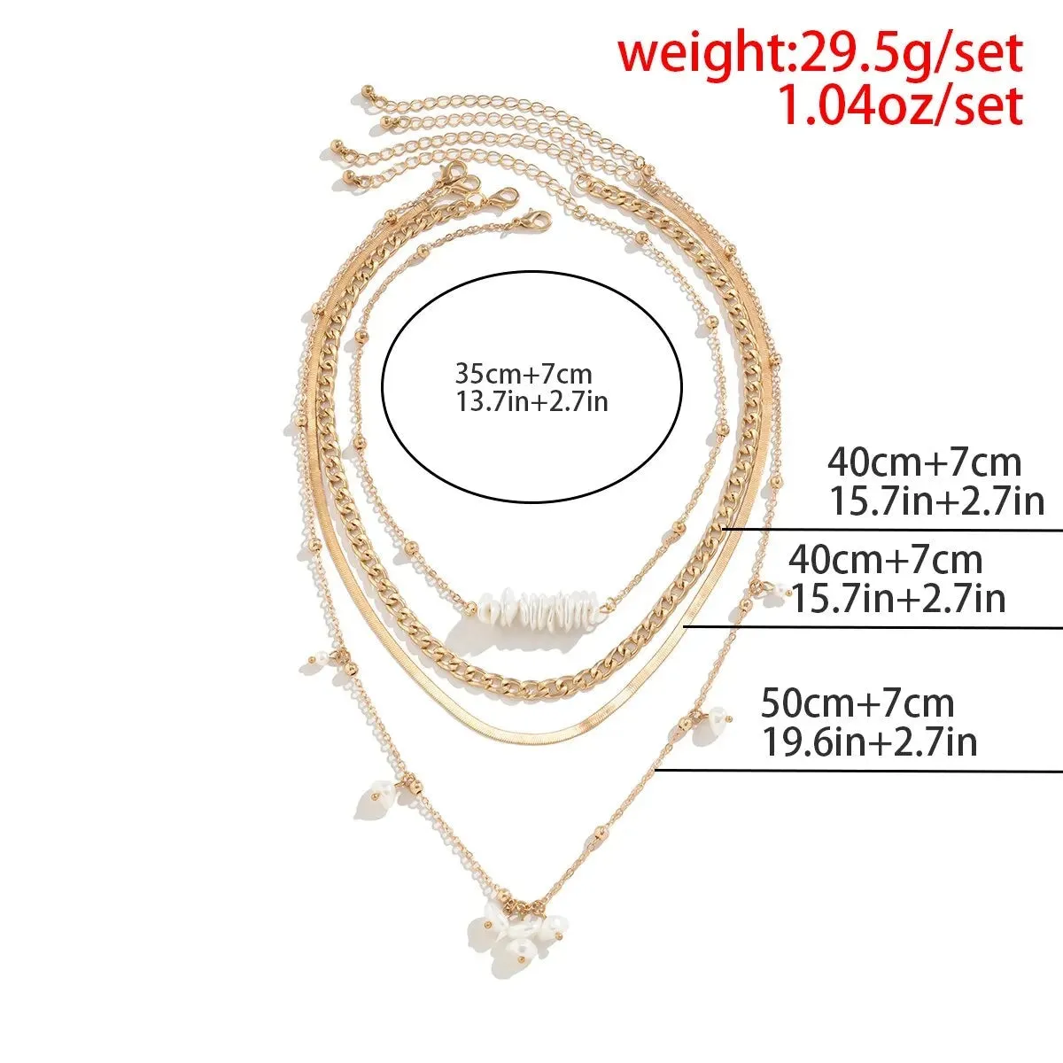Gold Layered Necklaces Set with Pearl Pendant – Chunky Chain, Stylish Chokers