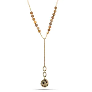 GOLD METAL BALL BROWN BEADS NECKLACES #304NT1401 (9C5)