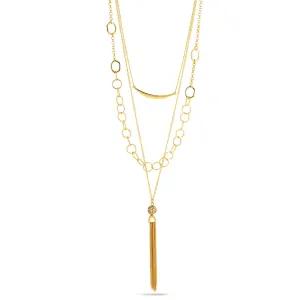 GOLD MULTILAYERED CRYSTAL TASSEL  NECKLACES #HNN86535