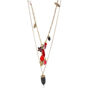 GOLD RED CRYSRAL ACORN CHARM  NECKLACES #214RD1101 (1B7)