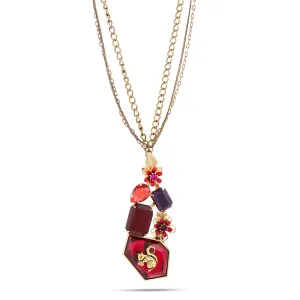 GOLD SQUIRREL RED AND PURPLE CRYSTAL FLOWER  NECKLACES #214RD1401 (1B7)