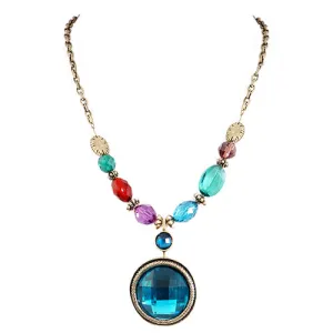 GOLD-TURQUOISE NECKLACE  #SC30613-1_GLD-MLT