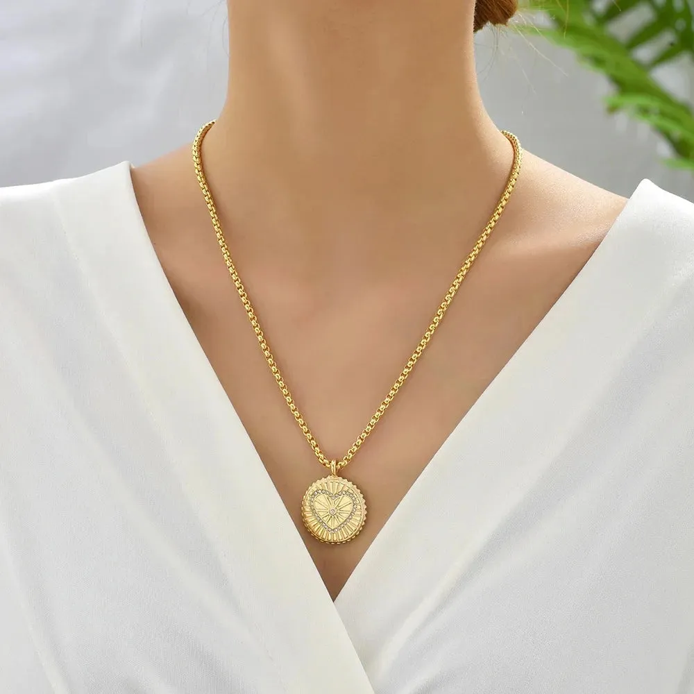 Gold Zodiac Medallion Necklace - Enamel Astrology Jewelry for Women