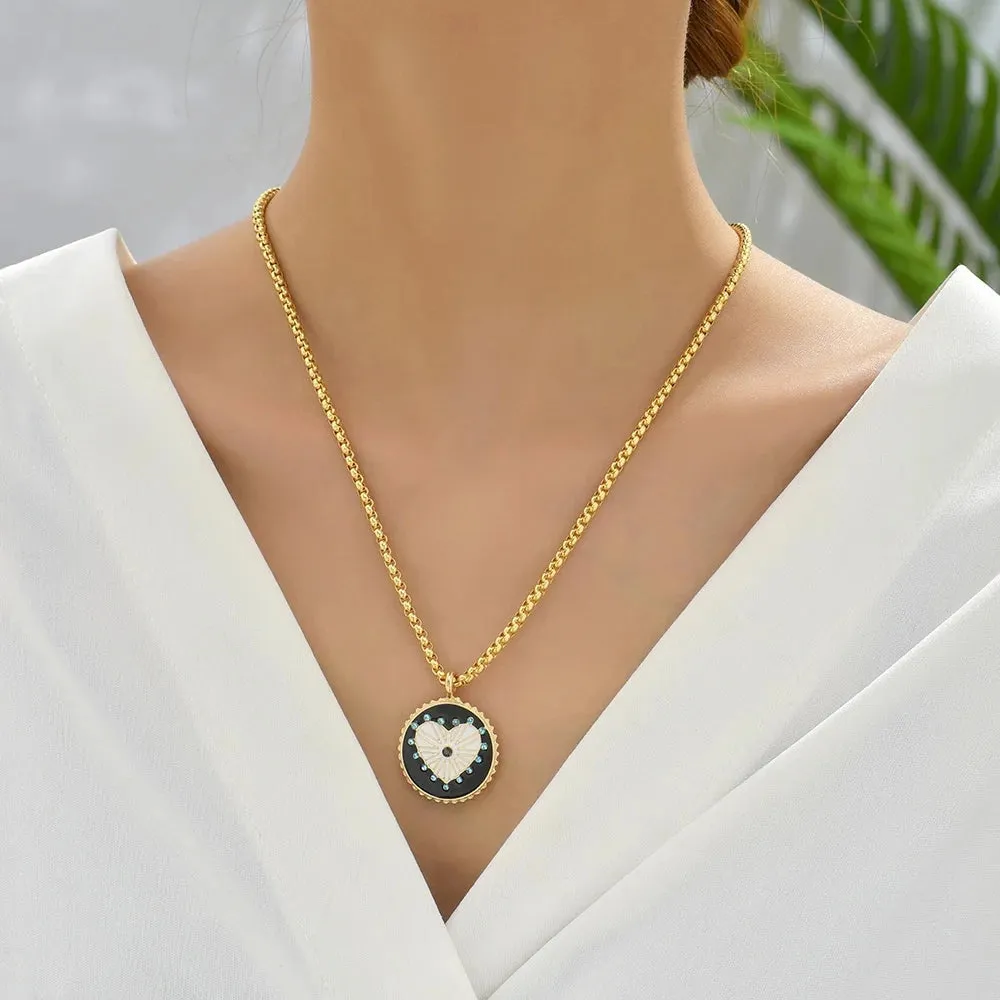 Gold Zodiac Medallion Necklace - Enamel Astrology Jewelry for Women