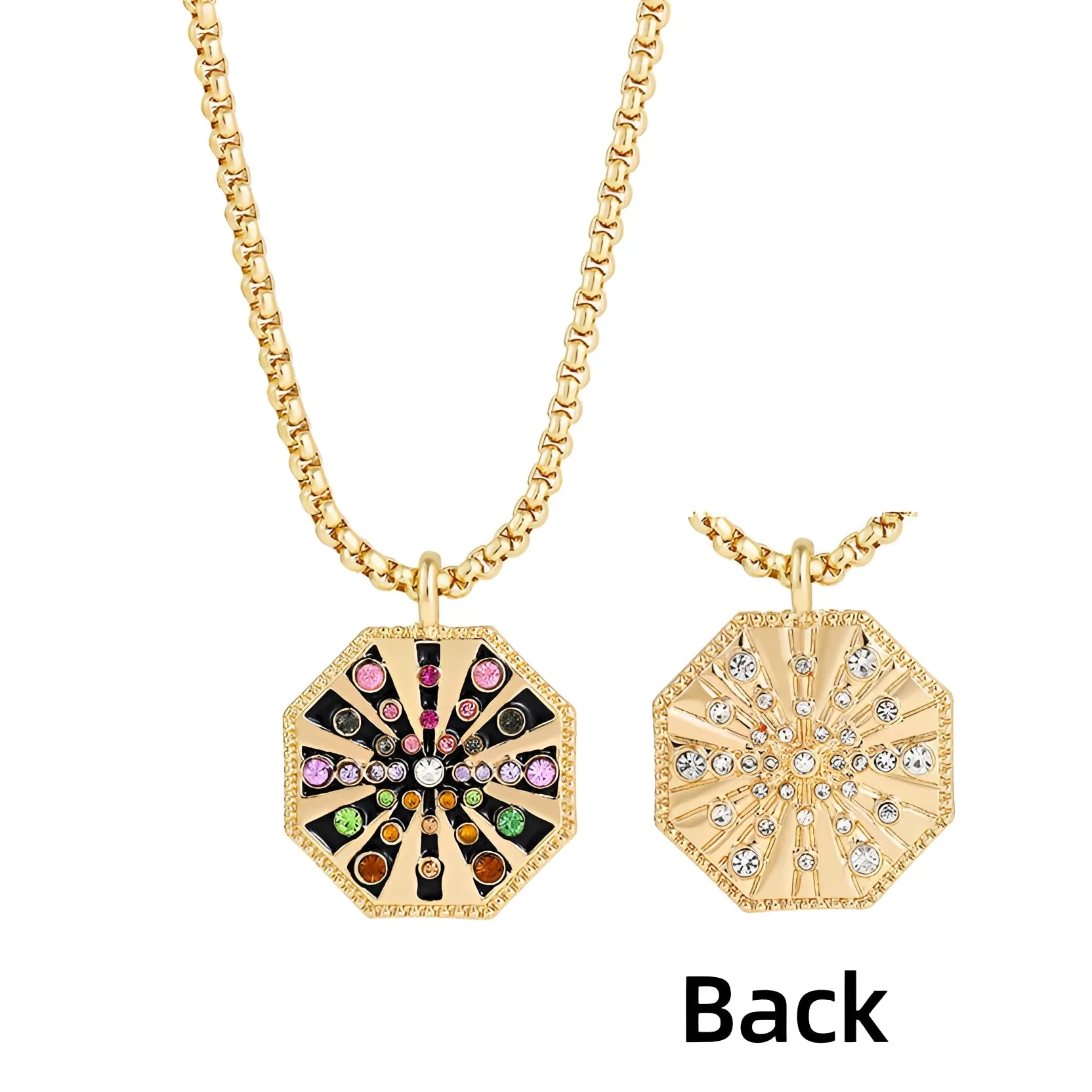 Gold Zodiac Medallion Necklace - Enamel Astrology Jewelry for Women