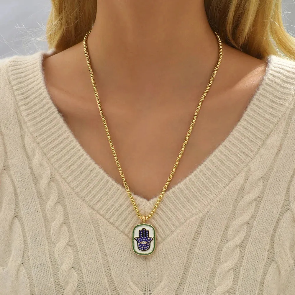 Gold Zodiac Medallion Necklace - Enamel Astrology Jewelry for Women