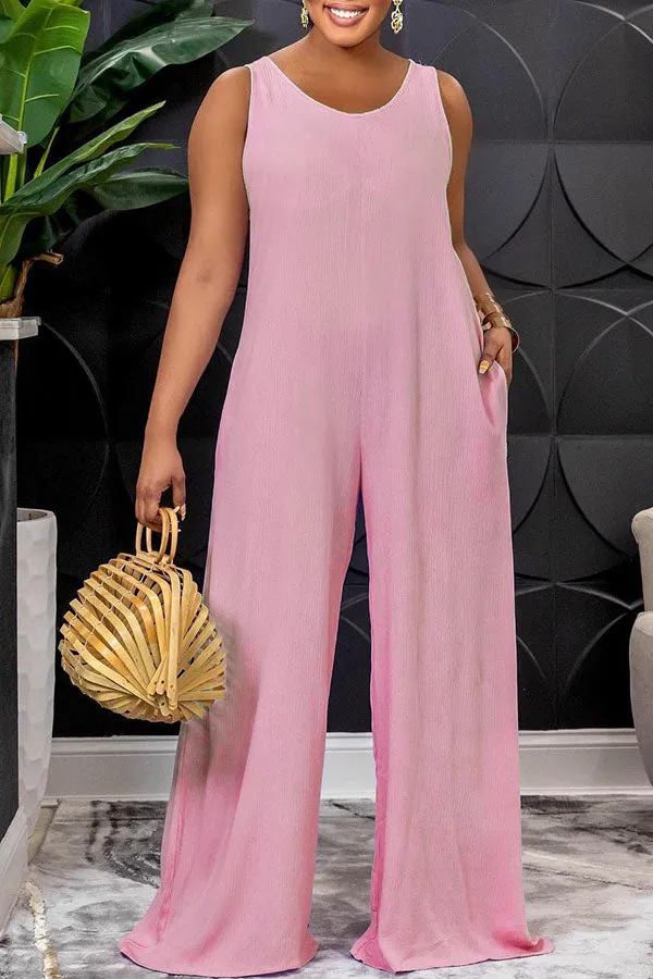Goosudu Sleeveless Backless Casual Loose Jumpsuit