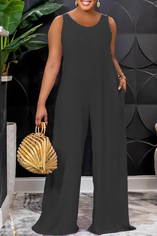 Goosudu Sleeveless Backless Casual Loose Jumpsuit