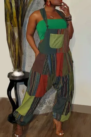 Goosudu Trendy Boho Print Loose Jumpsuit