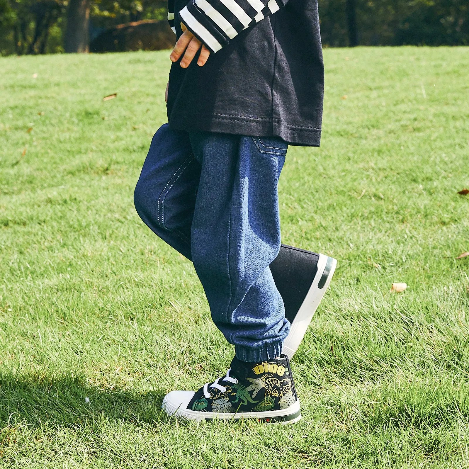 Green Dinosaur High Top Kids Sneakers