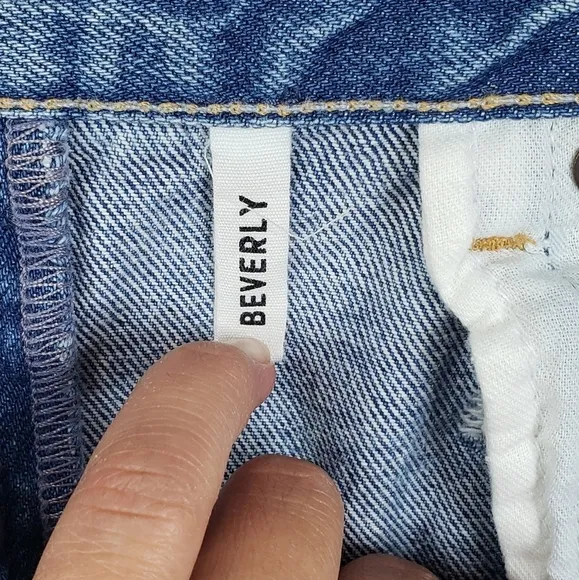 GRLFRND Revolve Beverly Denim Bermuda Shorts in One for the Road Wash 30