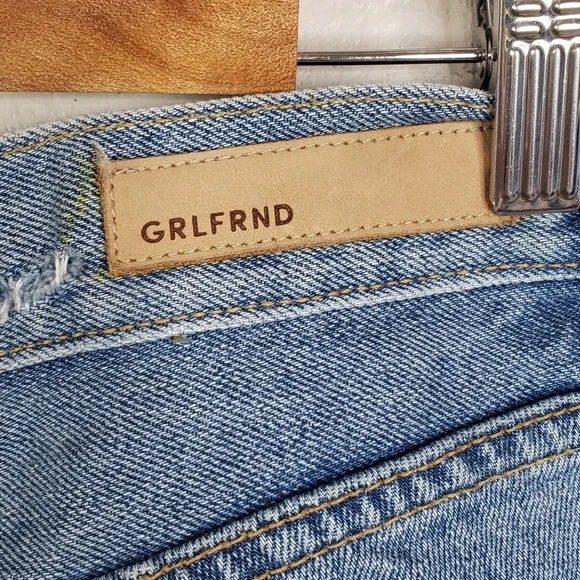 GRLFRND Revolve Beverly Denim Bermuda Shorts in One for the Road Wash 30