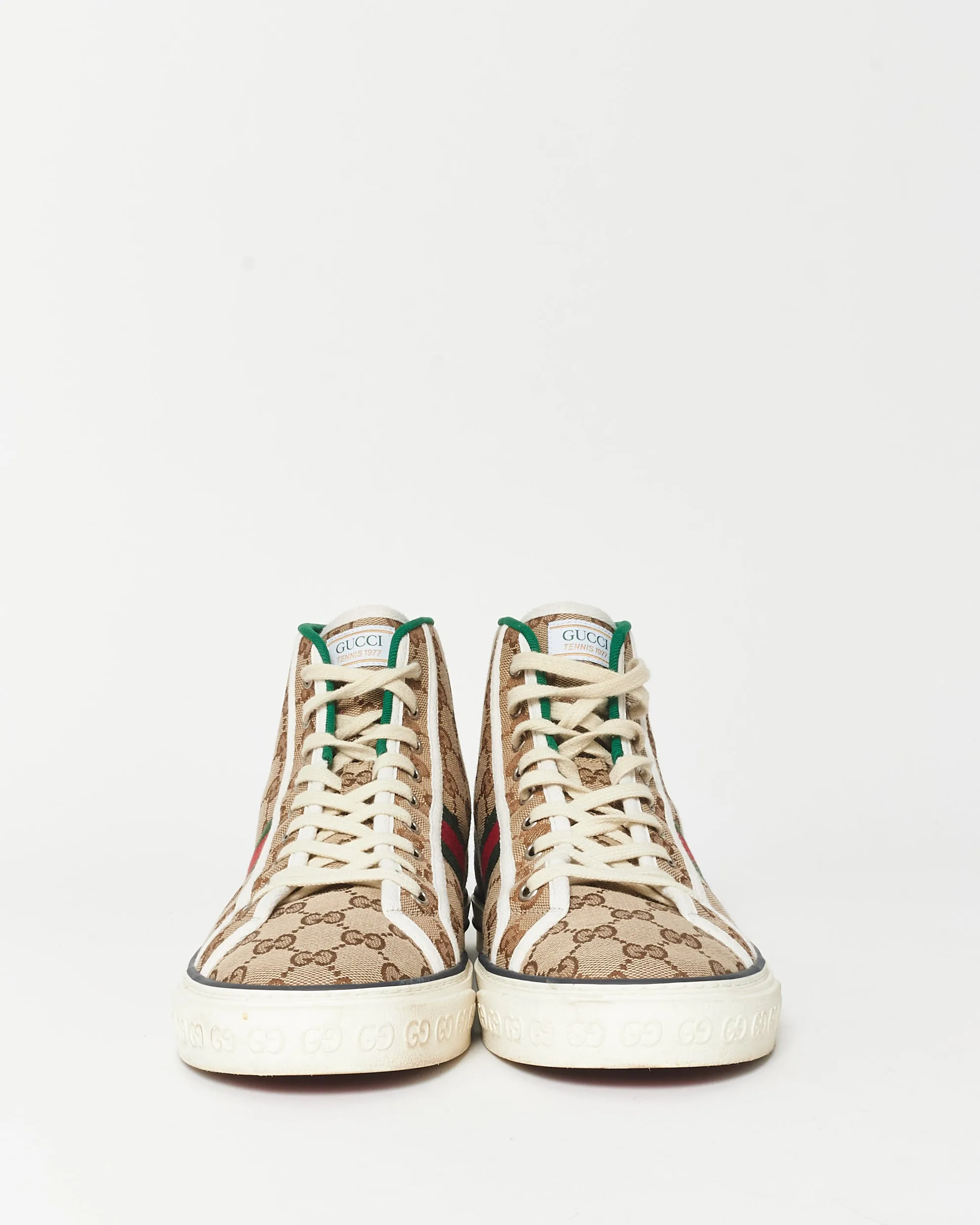 Gucci Monogram Coated Canvas Web High Top Sneakers - 10 MEN