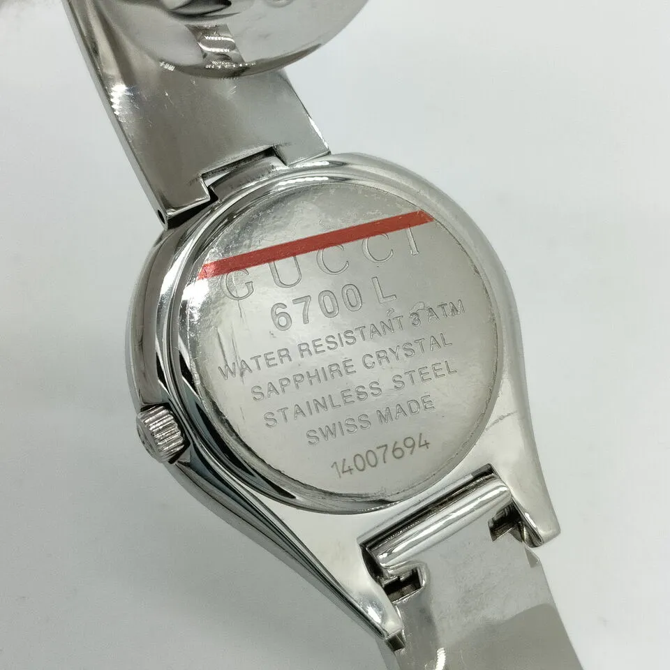 Gucci Watch 6700L  Black X Silver Bangle Watch