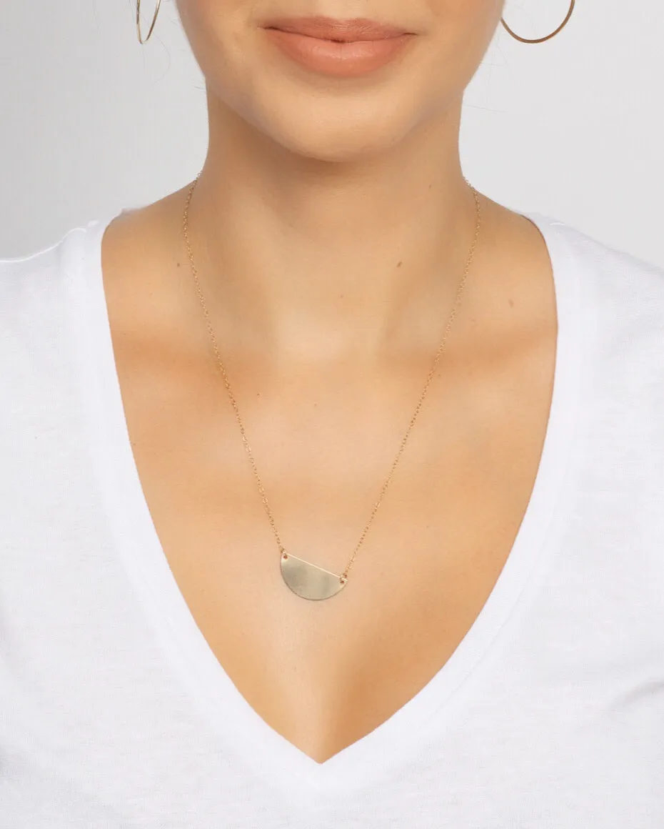 Half Moon Necklace, Gold Filled