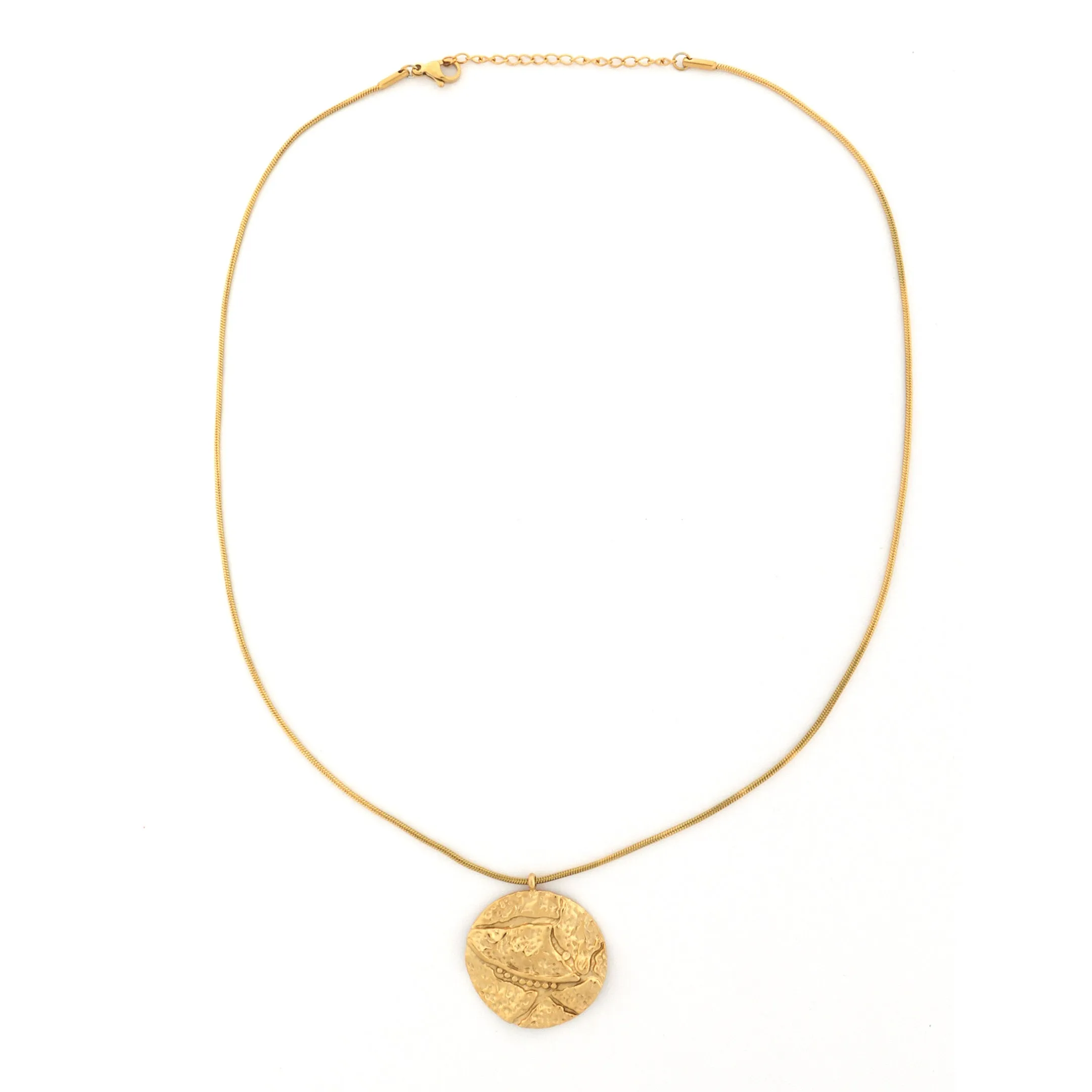 Hammered Imparied Chain Necklace Gold Plated, Waterproof and Anti-Tarnish