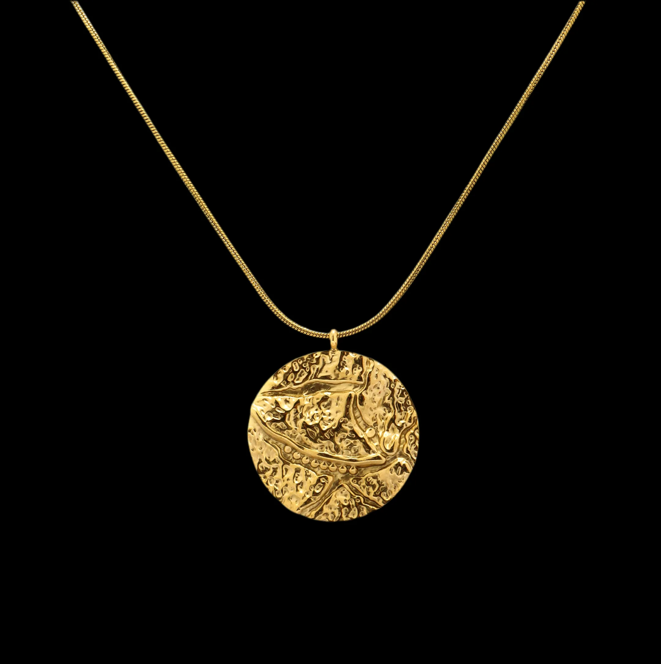 Hammered Imparied Chain Necklace Gold Plated, Waterproof and Anti-Tarnish