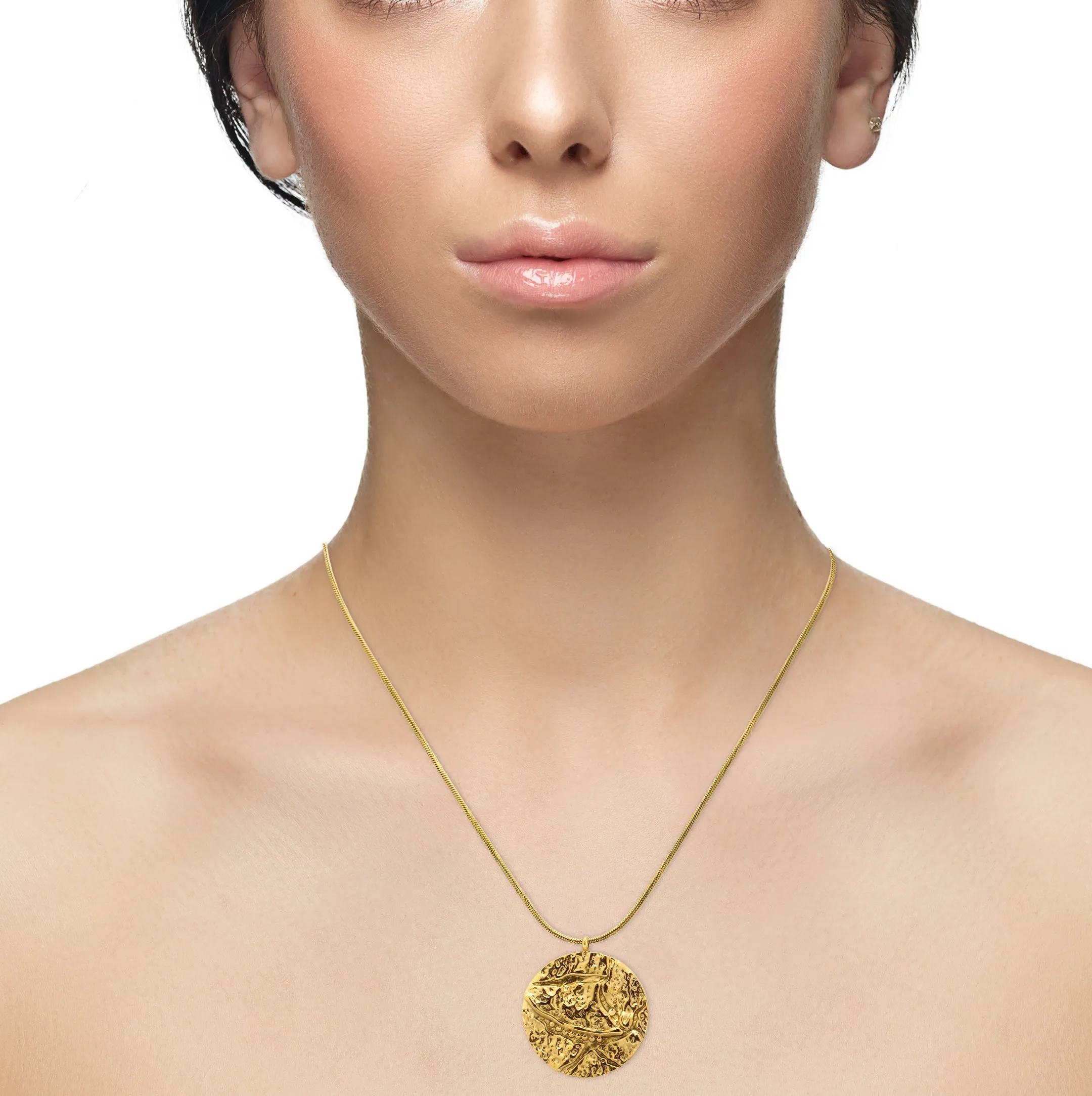 Hammered Imparied Chain Necklace Gold Plated, Waterproof and Anti-Tarnish