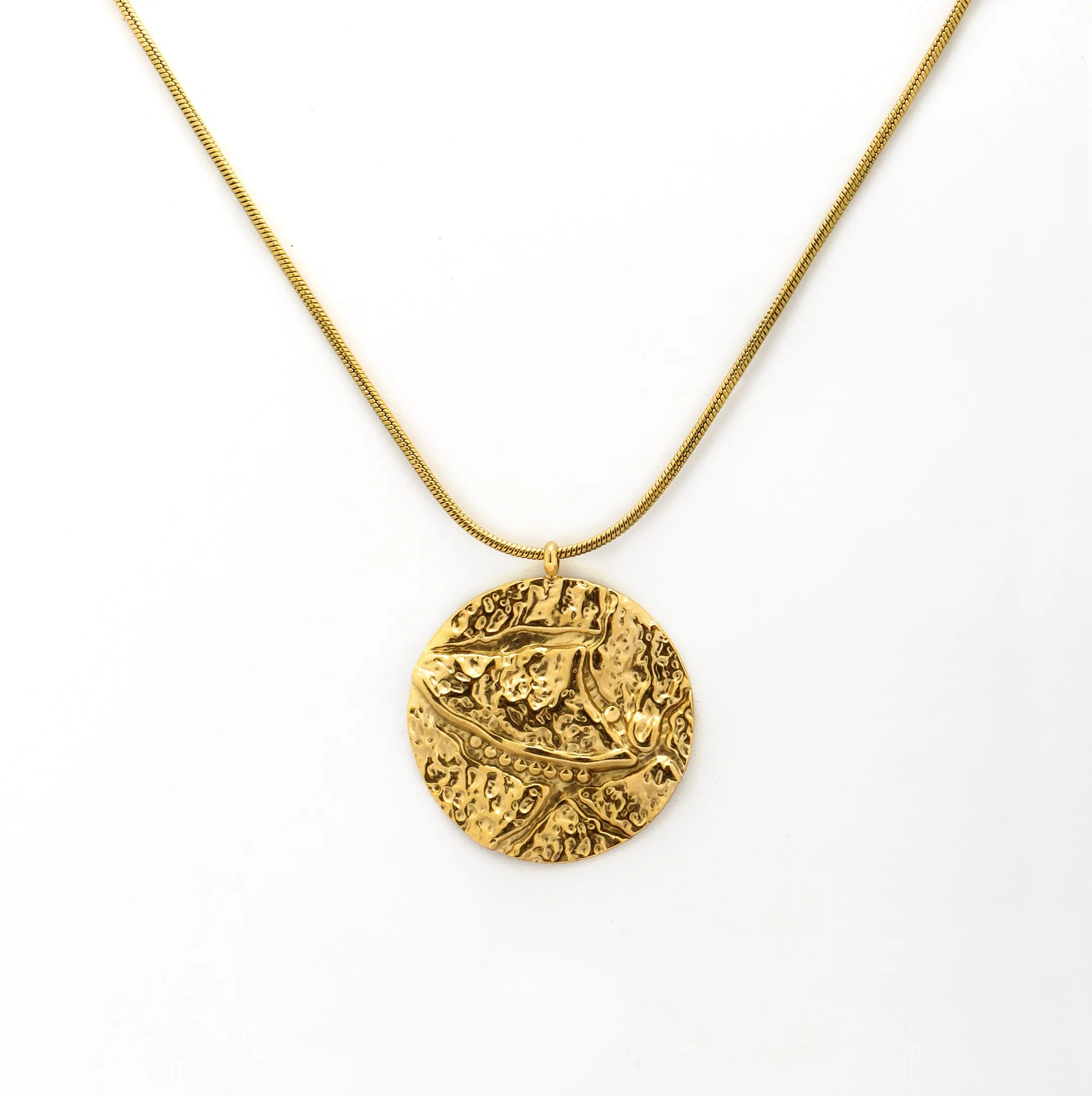 Hammered Imparied Chain Necklace Gold Plated, Waterproof and Anti-Tarnish