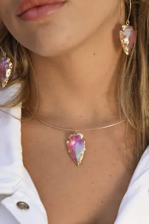 Heart Work Pink Aura Quartz Choker