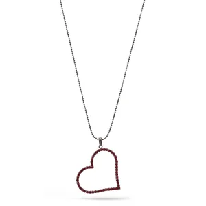 HEMATITE RED CRYSTAL HEART PENDANT NECKLACE #FW-N 2002HR (LB15/LB12)