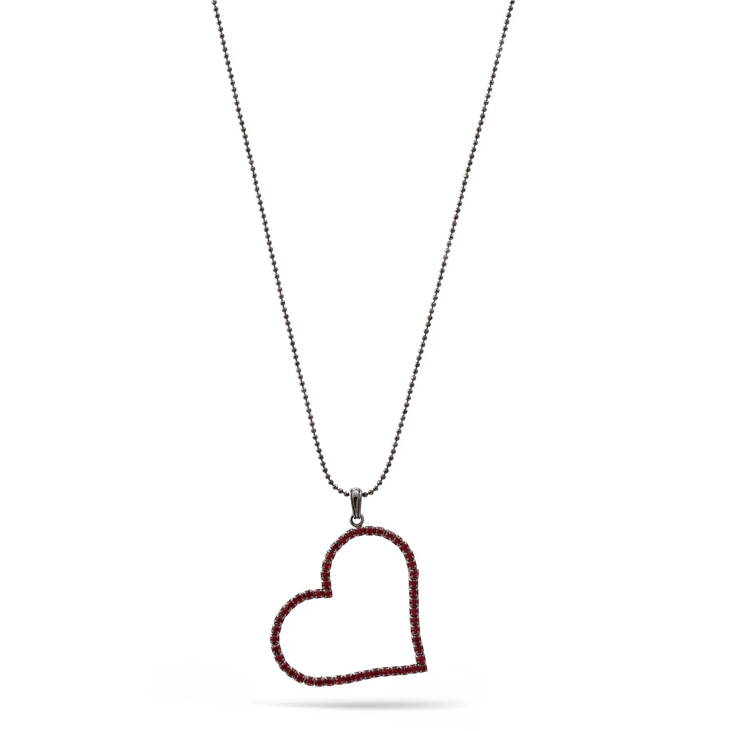 HEMATITE RED CRYSTAL HEART PENDANT NECKLACE #FW-N 2002HR (LB15/LB12)