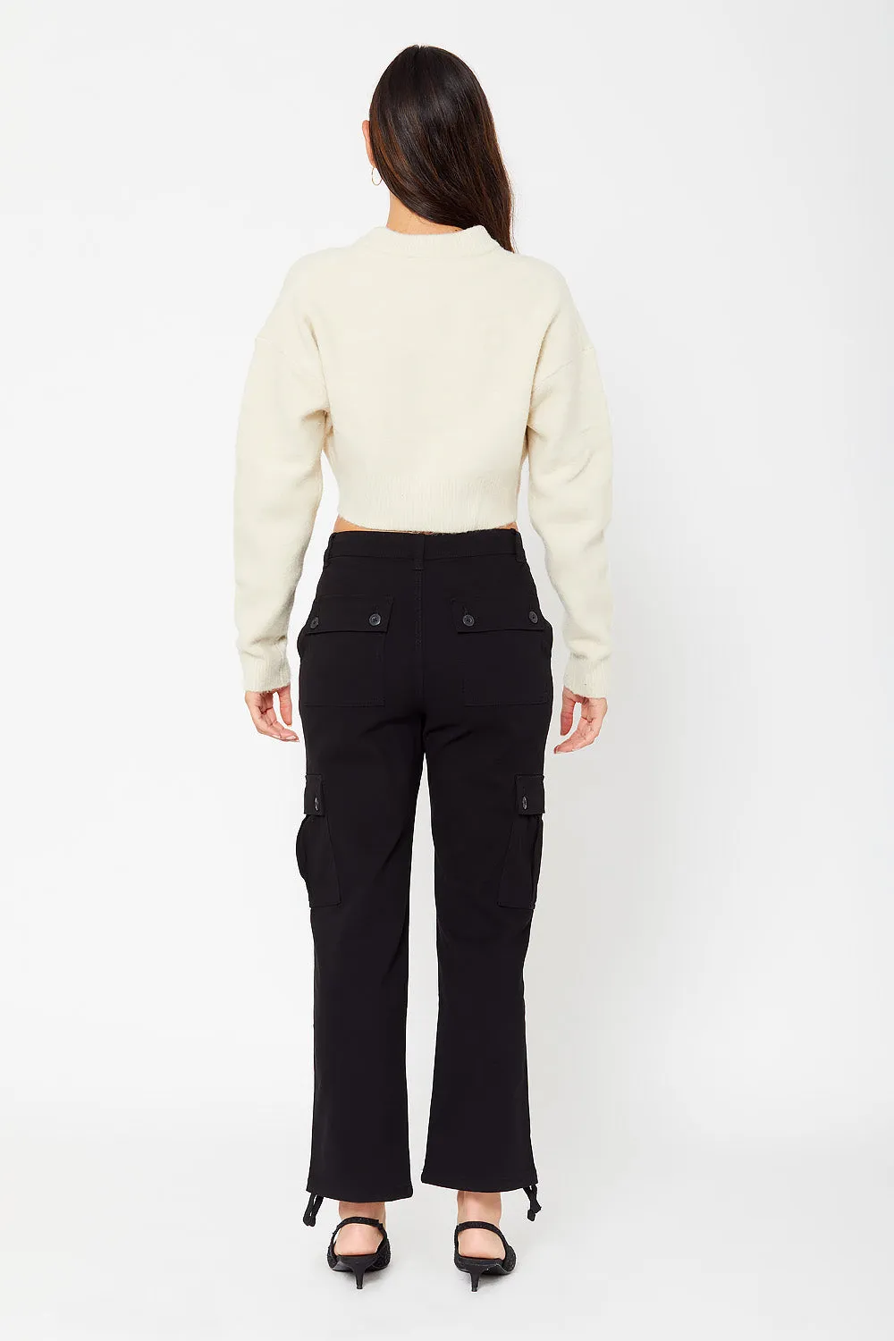 High-rise cargo utility pants