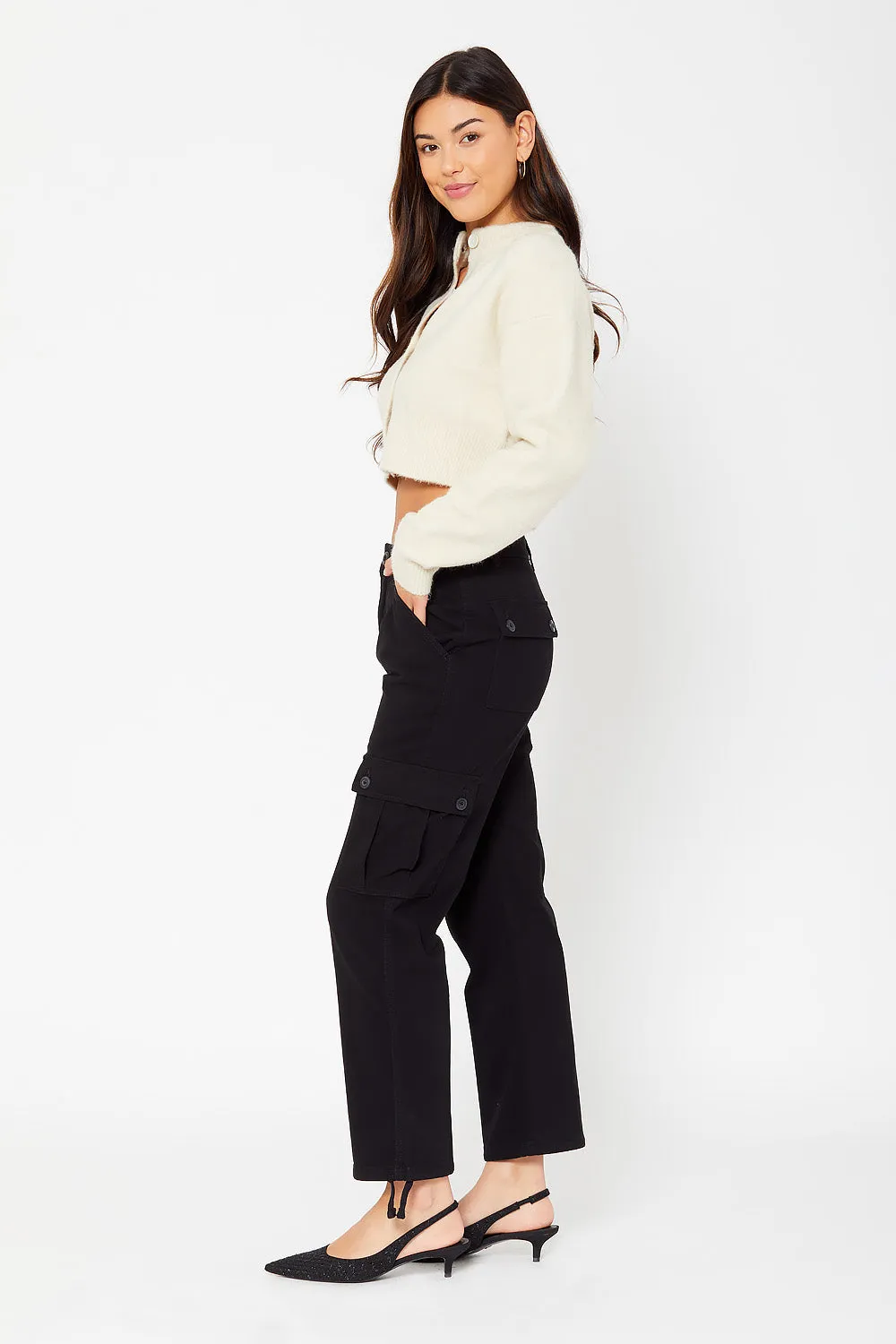 High-rise cargo utility pants