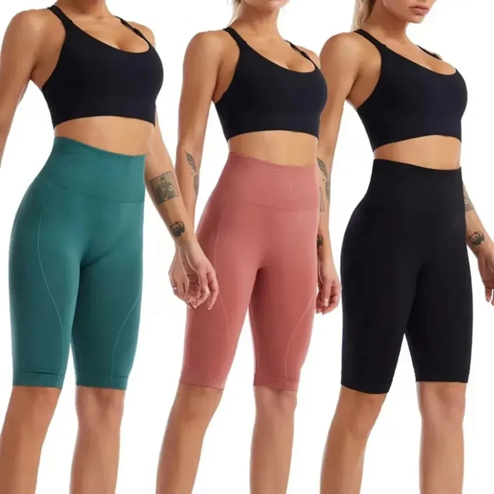 High-Waist Women’s Biker Shorts - Naked Feel, Tummy Control, Push-Up Yoga Leggings for Workout, Running, and Fitness