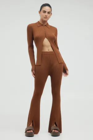 HOOKED IN KNIT FLARE PANT | CINNAMON
