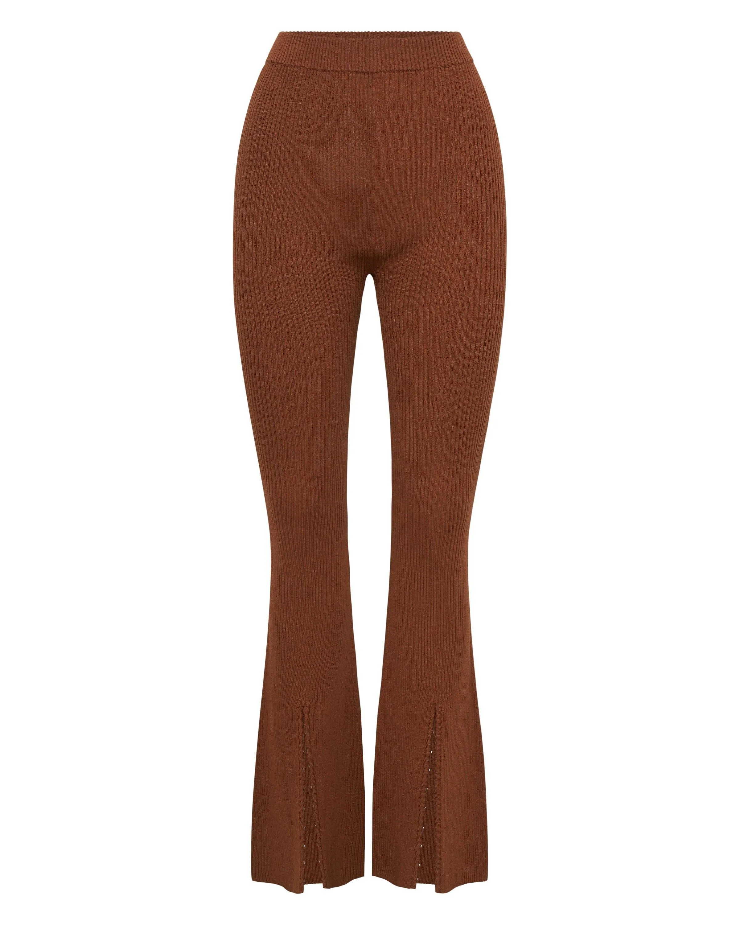 HOOKED IN KNIT FLARE PANT | CINNAMON