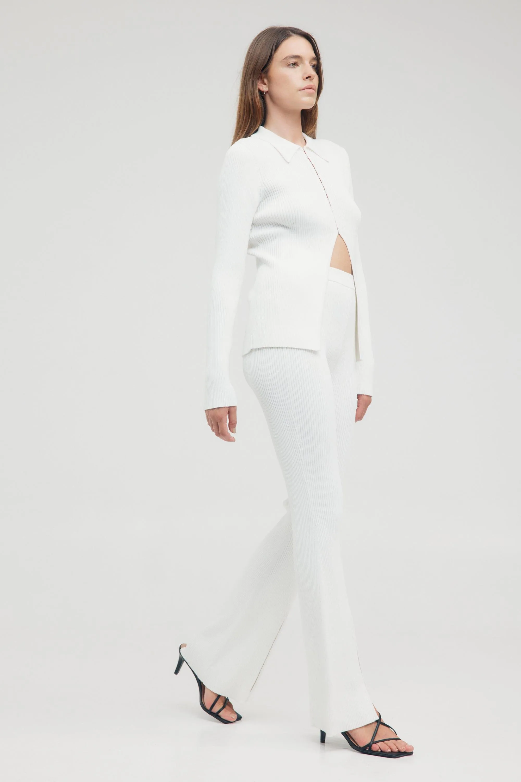HOOKED IN KNIT FLARE PANT | OFF WHITE