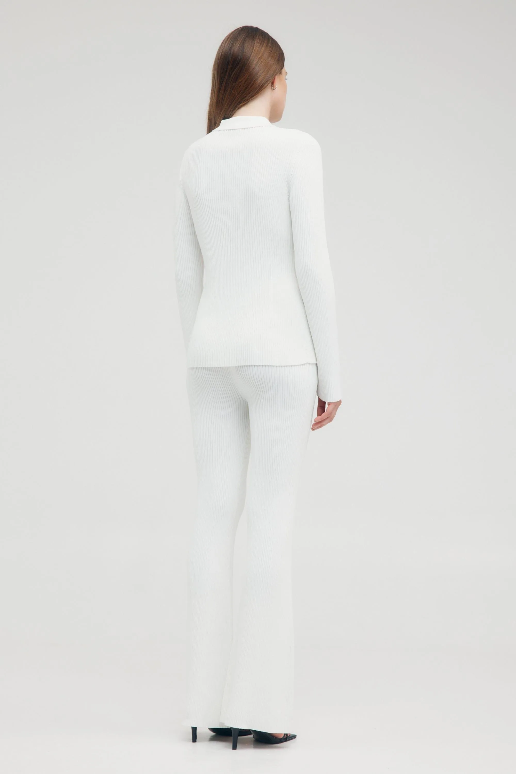 HOOKED IN KNIT FLARE PANT | OFF WHITE