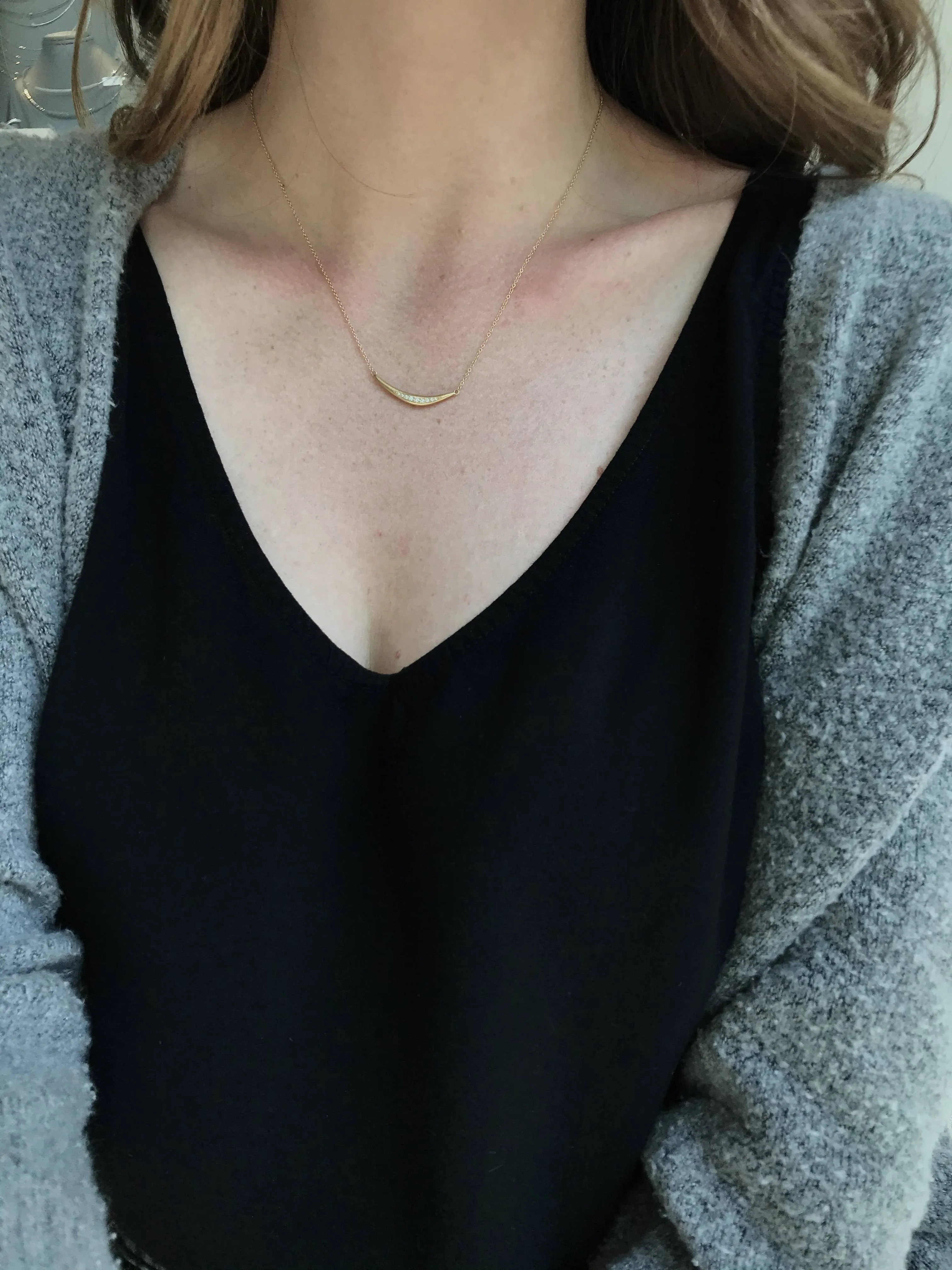 Horizontal 'Crescent Flow' Necklace
