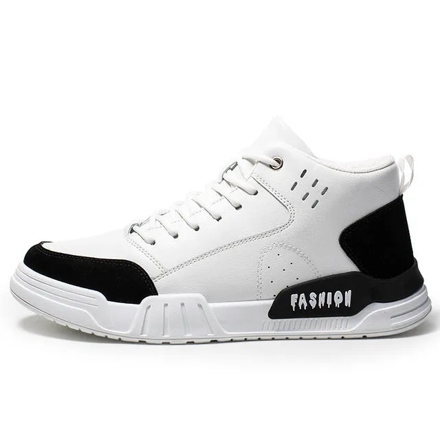 Hot Casual Shoes Mens Lace Up Pu Leather Men Shoes Cheap Fashion Men Sneakers Comfortable Luxury Brand Men Shoes White
