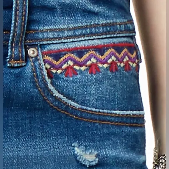INC AZTEC DISTRESSED BERMUDA SHORTS