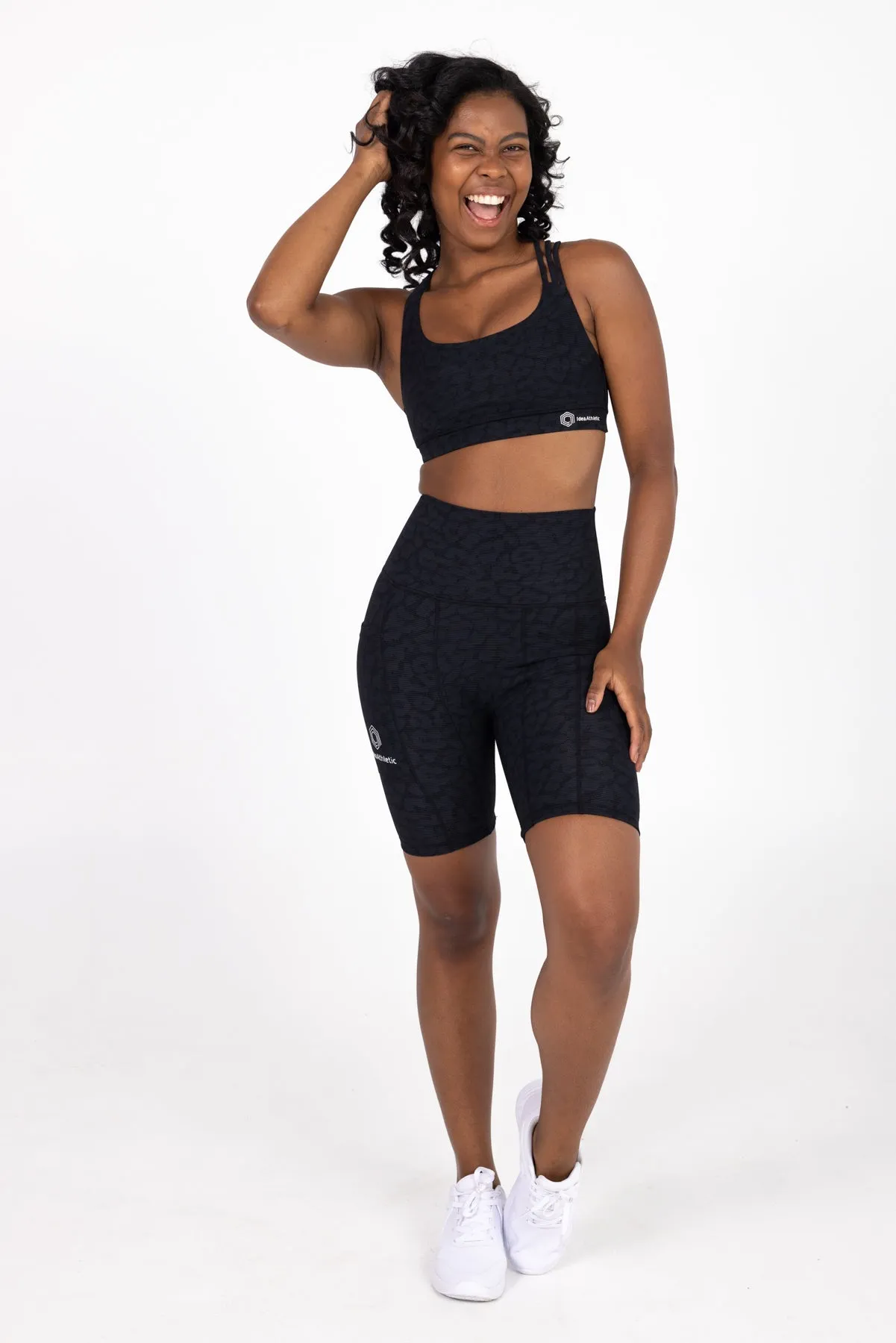 invisiSweat Bike Shorts - High Waisted Black Leopard