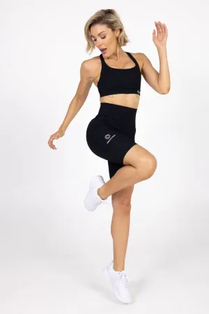 invisiSweat Bike Shorts - High Waisted Black Leopard