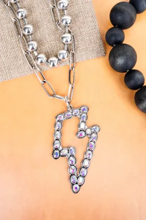 Iridescent Isabelle Lightning Silvertone Double Necklace