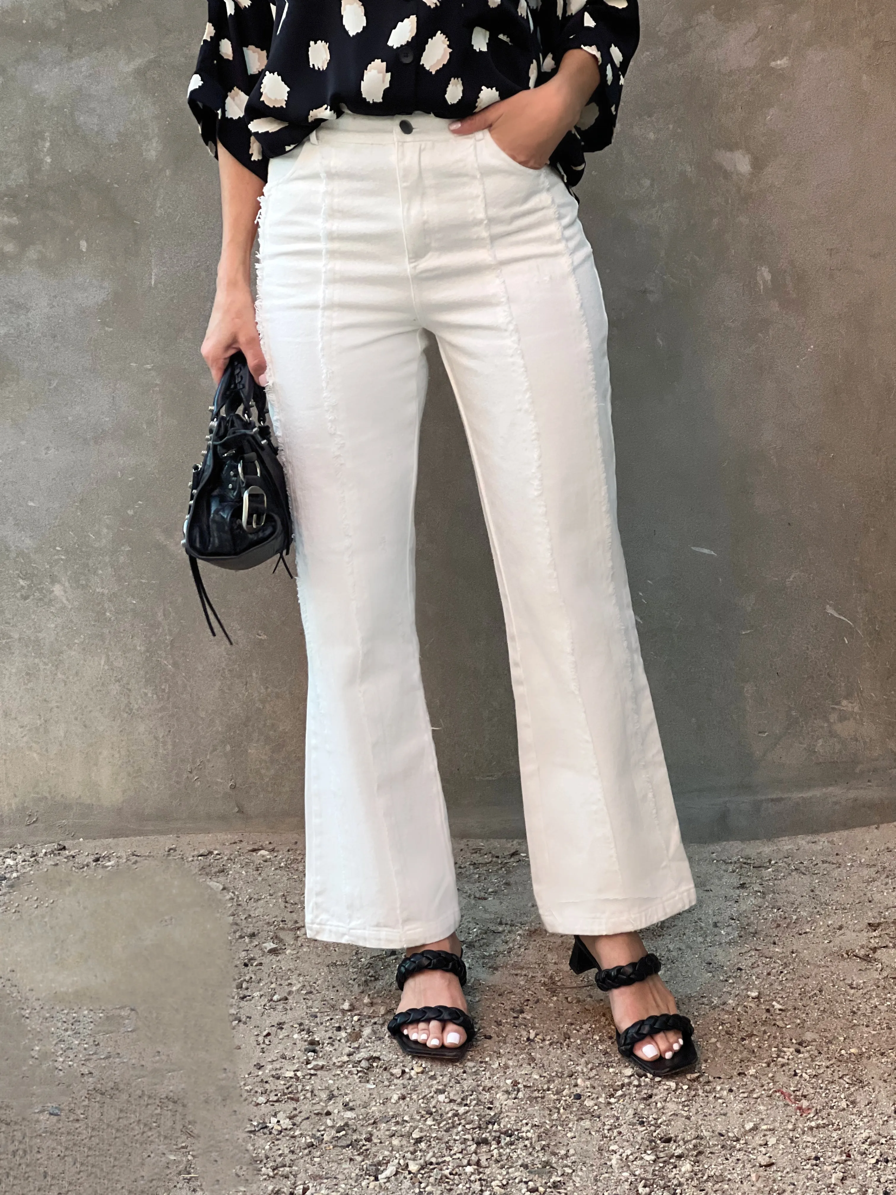 Ivory Flared Hem Pants