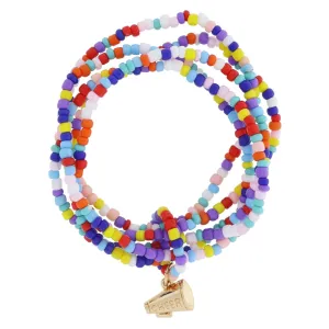 Jane Marie 5 Strand Multi Beaded with Beaded Ring and Gold Cheer Megaphone Charm